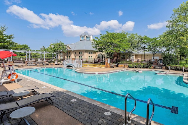 view of pool featuring a patio area