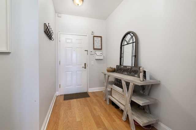 entryway with light wood-type flooring