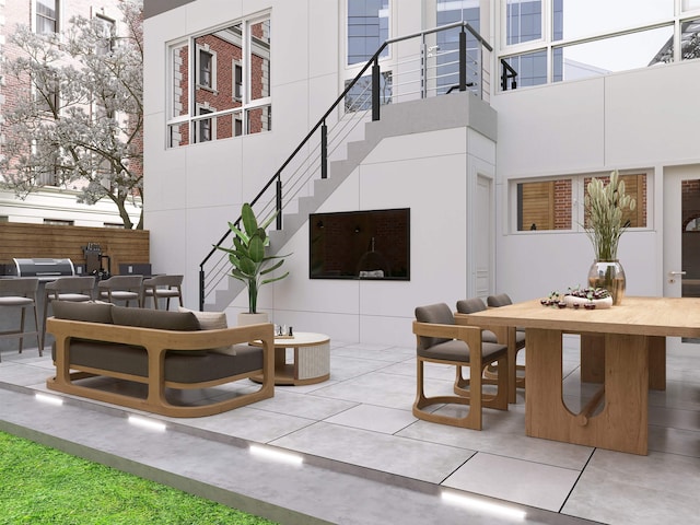 209 6th St, Hoboken, NJ 07030 - view of patio / terrace with outdoor dining area and stairs