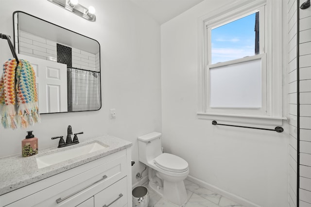 33 Duer Pl, Weehawken, NJ 07086 - full bathroom featuring marble finish flooring, vanity, and a shower with curtain
