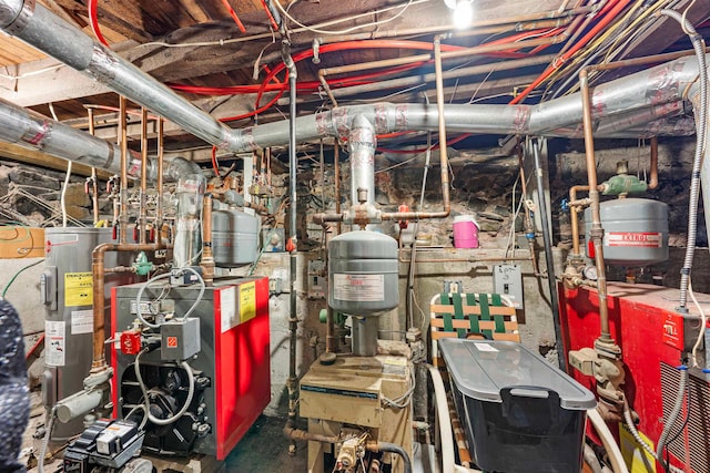 utility room featuring water heater