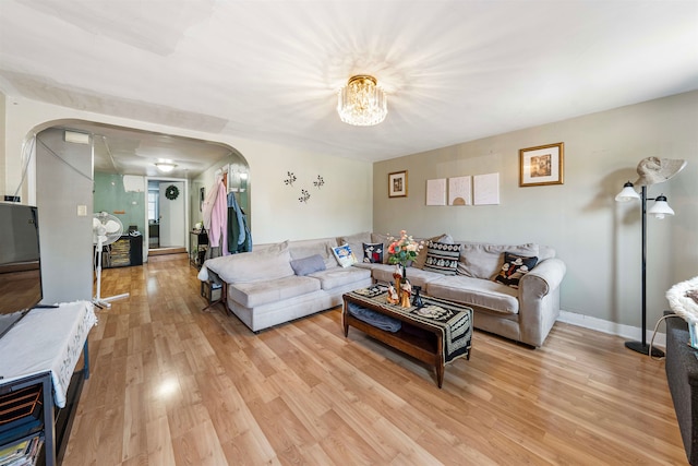 living room with light wood-type flooring