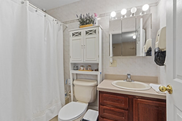 8901 Newkirk Ave, North Bergen, NJ 07047 - bathroom featuring vanity, tasteful backsplash, and tile walls