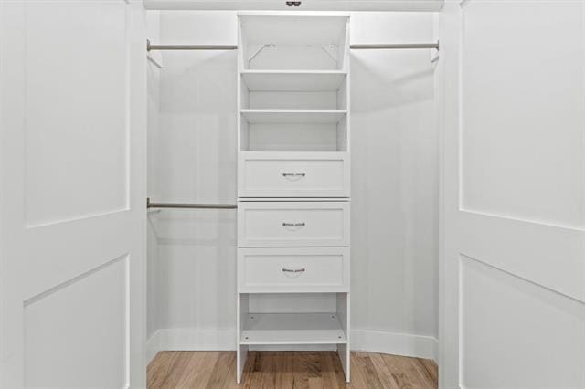 spacious closet with light wood-style floors