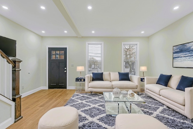 living room with light wood-type flooring