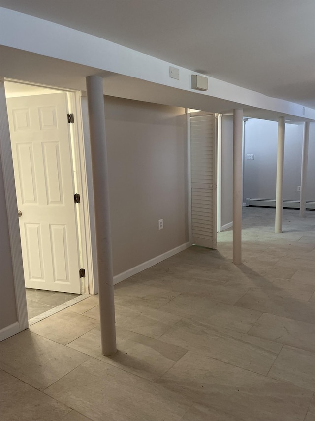 148 Nesbit St, Weehawken, NJ 07086 - finished basement with a baseboard radiator and baseboards