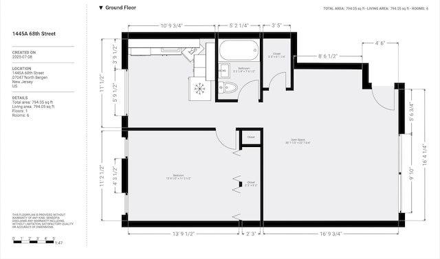 1445 68th St Unit A, North Bergen, NJ 07047 - view of floor plan / room layout