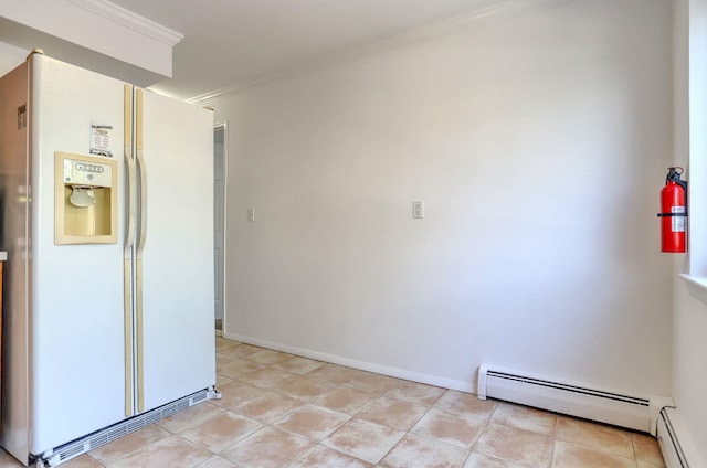 1445 68th St Unit A, North Bergen, NJ 07047 - empty room with ornamental molding, light tile patterned flooring, and a baseboard heating unit
