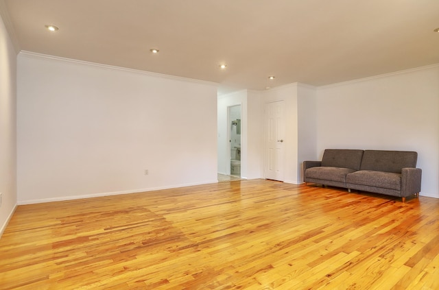 1445 68th St Unit A, North Bergen, NJ 07047 - living area with light wood finished floors, crown molding, and recessed lighting