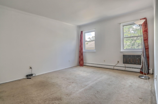 1445 68th St Unit A, North Bergen, NJ 07047 - spare room featuring carpet flooring, ornamental molding, and a baseboard radiator