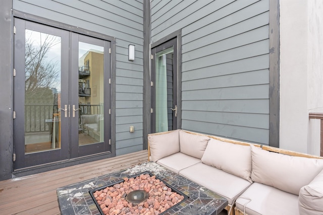 157 8th St, Hoboken, NJ 07030 - wooden deck featuring french doors and an outdoor hangout area
