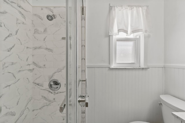 104 W 52nd St, Bayonne, NJ 07002 - full bathroom featuring wainscoting and a marble finish shower