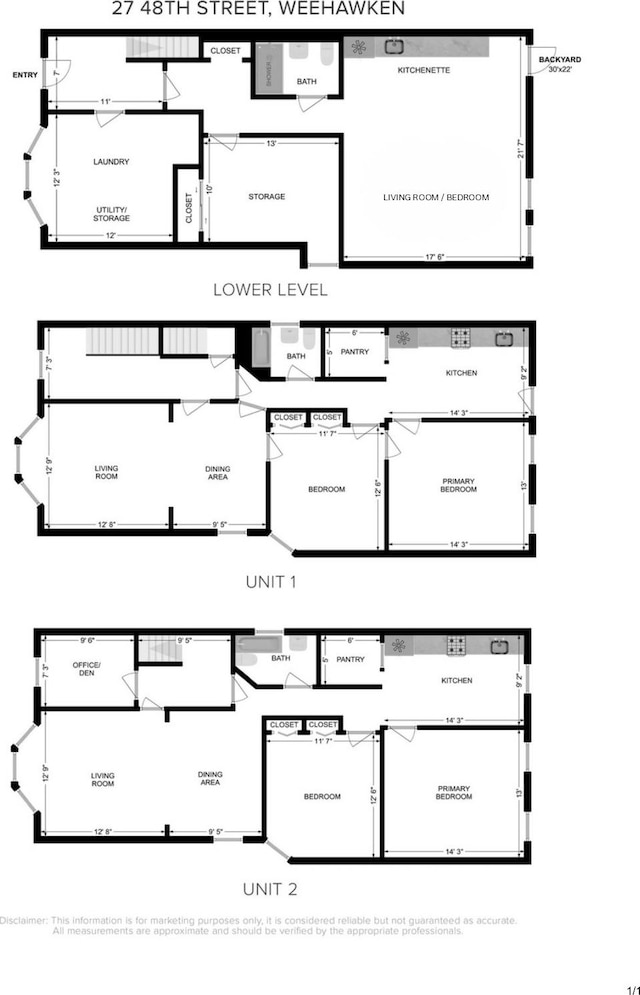 27 48th St, Weehawken, NJ 07086 - view of floor plan / room layout