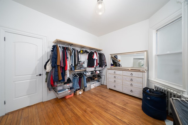 27 48th St, Weehawken, NJ 07086 - walk in closet with light wood-style flooring and radiator