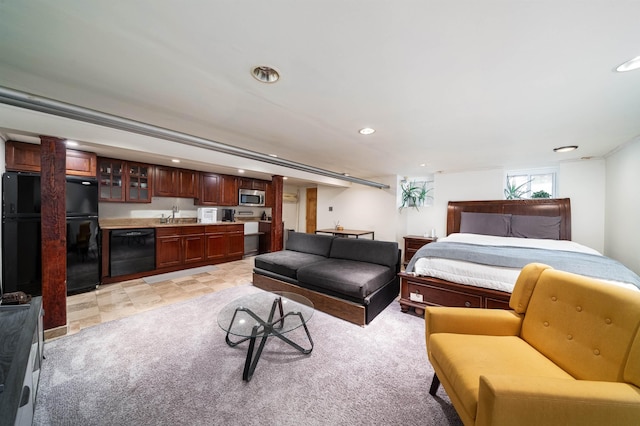 27 48th St, Weehawken, NJ 07086 - bedroom featuring freestanding refrigerator and recessed lighting