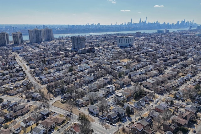 drone / aerial view with a view of city