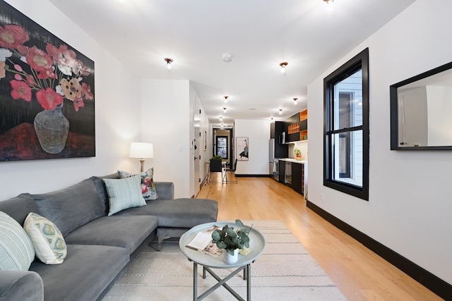 living room with light wood-type flooring