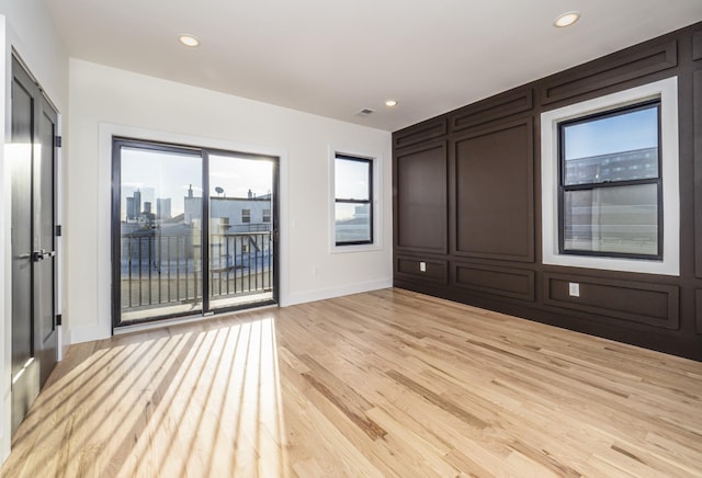 interior space with light hardwood / wood-style floors