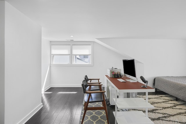 65 Dillingham Pl, Englewood Cliffs, NJ 07632 - home office with dark wood-style flooring, baseboards, and visible vents