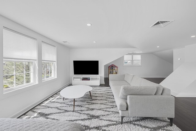 65 Dillingham Pl, Englewood Cliffs, NJ 07632 - living room featuring recessed lighting, visible vents, baseboards, and wood finished floors