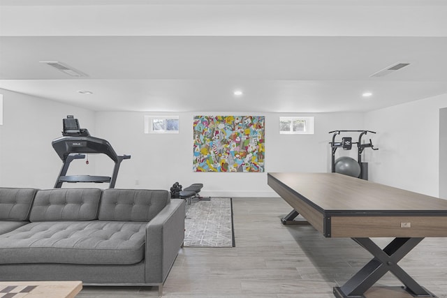 65 Dillingham Pl, Englewood Cliffs, NJ 07632 - living room featuring recessed lighting, visible vents, light wood-type flooring, and baseboards