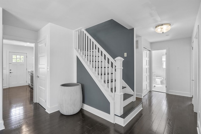65 Dillingham Pl, Englewood Cliffs, NJ 07632 - stairs featuring baseboards and hardwood / wood-style flooring