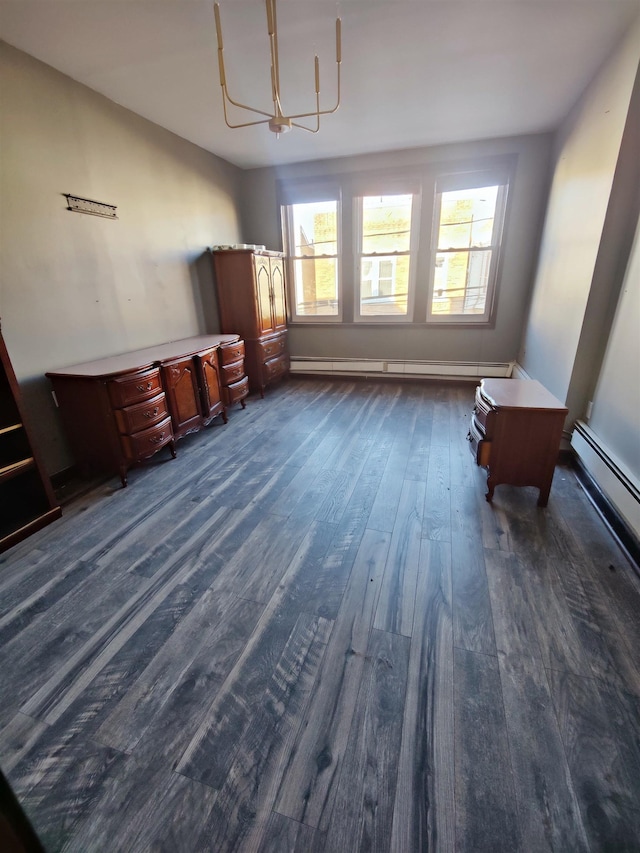 interior space with dark wood-type flooring