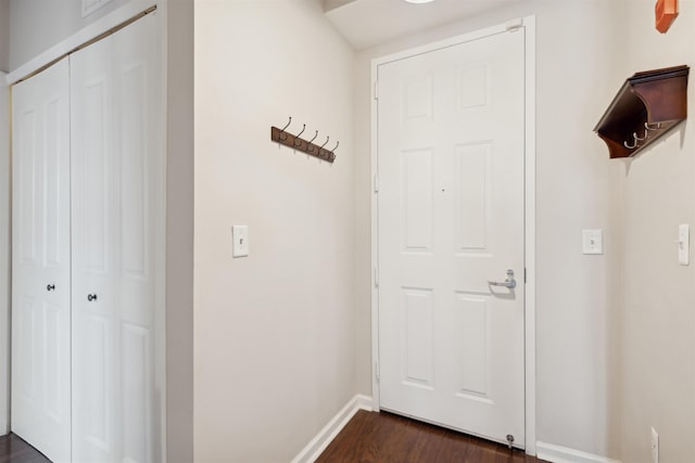 doorway featuring dark wood-type flooring