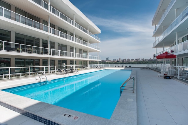 community pool with a view of city