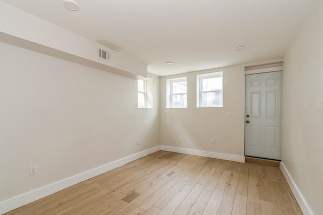 interior space with light hardwood / wood-style flooring