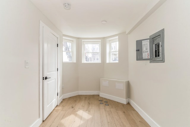 empty room with light wood-type flooring