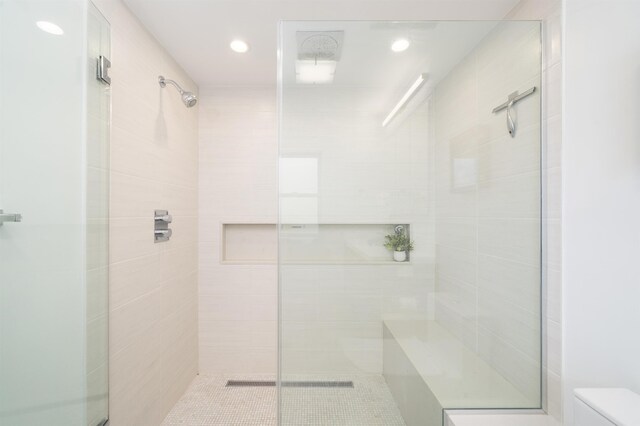 415 Monmouth St Apt. Three, Apt Three, Jersey City, NJ 07302 - bathroom with a stall shower and recessed lighting