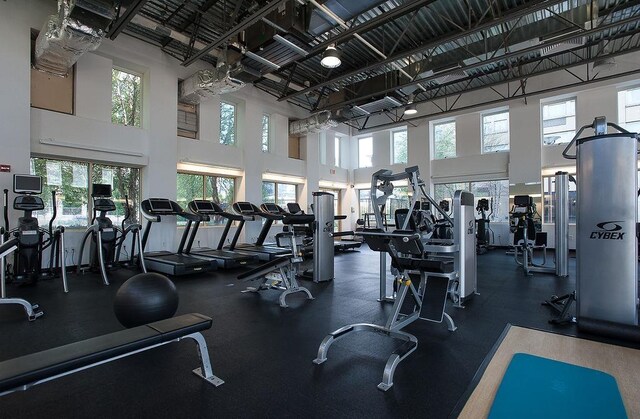 88 Morgan St Unit 2601, Jersey City, NJ 07302 - gym with a high ceiling