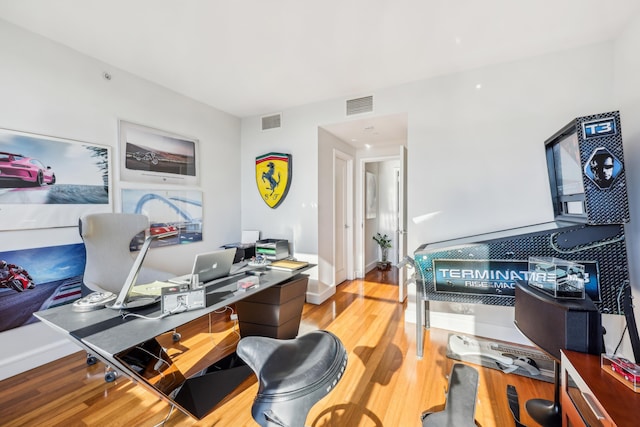 office space featuring light hardwood / wood-style flooring