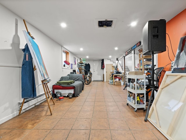 211 Plainfield Ave, Jersey City, NJ 07306 - garage with recessed lighting and a baseboard heating unit