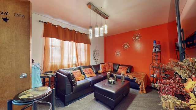 living room featuring carpet