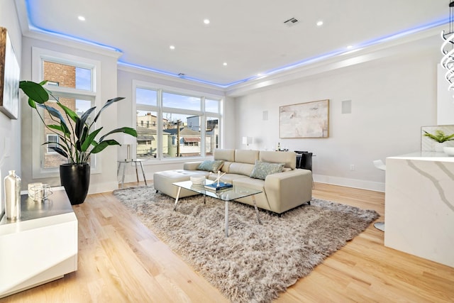 93 Terrace Ave Unit 2, Jersey City, NJ 07037 - living area with wood finished floors, recessed lighting, and crown molding