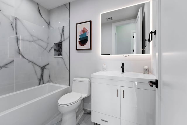 93 Terrace Ave Unit 2, Jersey City, NJ 07037 - bathroom featuring vanity, shower / washtub combination, and marble finish flooring