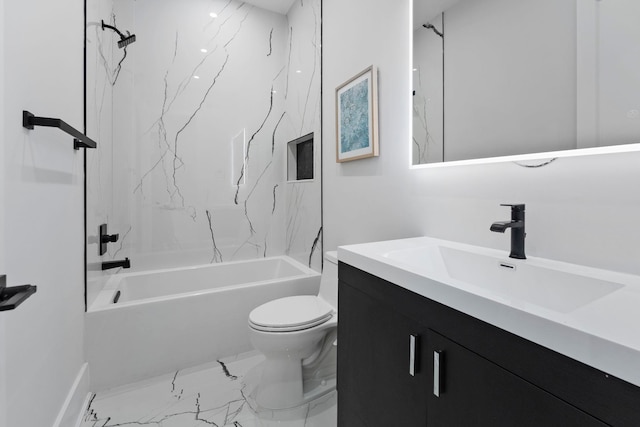 93 Terrace Ave Unit 2, Jersey City, NJ 07037 - full bathroom featuring vanity, shower / tub combination, and marble finish flooring