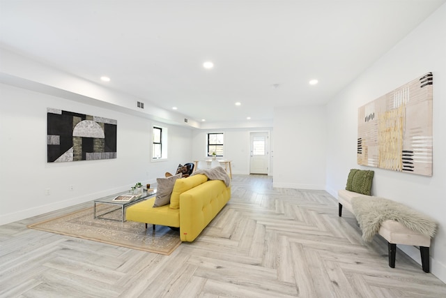 77 Clerk St Unit 1, Jersey City, NJ 07305 - living room featuring recessed lighting, visible vents, and baseboards
