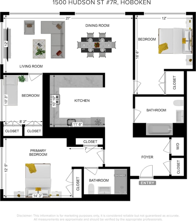 1500 Hudson St Unit 7R, Hoboken, NJ 07030 - view of floor plan / room layout