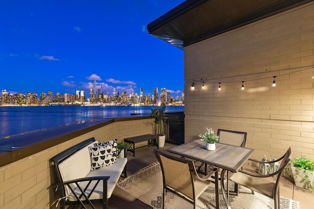 balcony with a water view