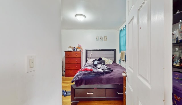 bedroom with hardwood / wood-style floors