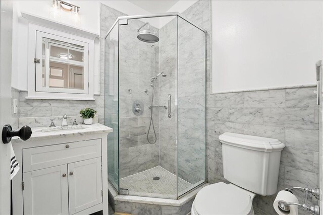 821 Washington St Unit 5, Hoboken, NJ 07030 - full bathroom with tile walls, a shower stall, and vanity