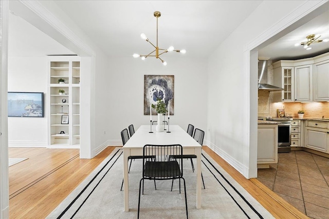 821 Washington St Unit 5, Hoboken, NJ 07030 - dining space with built in features, a chandelier, and light wood-type flooring