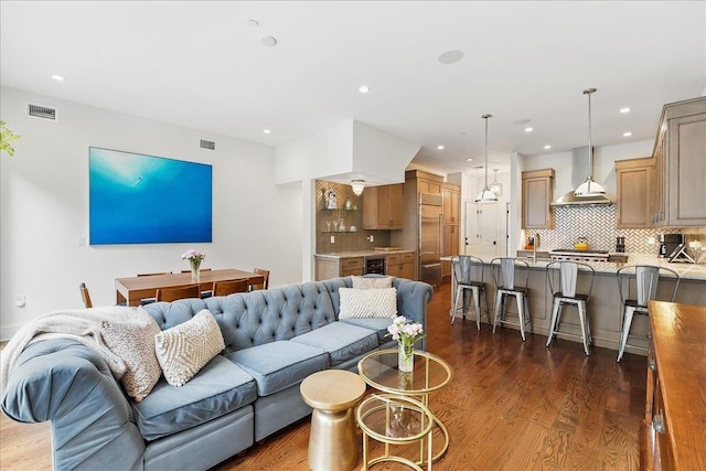 324 Hudson St # 1, Hoboken, NJ 07030 - living room with dark wood-type flooring and recessed lighting