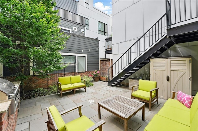 324 Hudson St # 1, Hoboken, NJ 07030 - view of patio / terrace featuring stairway and outdoor lounge area