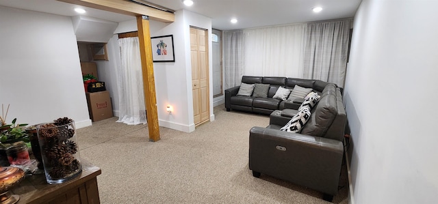 6801 Durham Ave, North Bergen, NJ 07047 - living room featuring light colored carpet and recessed lighting
