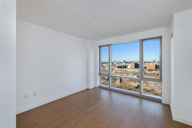 spare room with dark hardwood / wood-style flooring and a healthy amount of sunlight