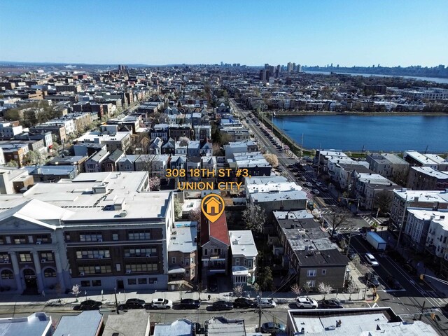 308 18th St, Union City, NJ 07087 - birds eye view of property with a view of city and a water view